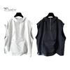 Men Summer Vest Hooded Zipper Half Placket Sleeveless Hip Hop Style Vest Jacket Solid Color Quick-Drying Large Pockets Waistcoat