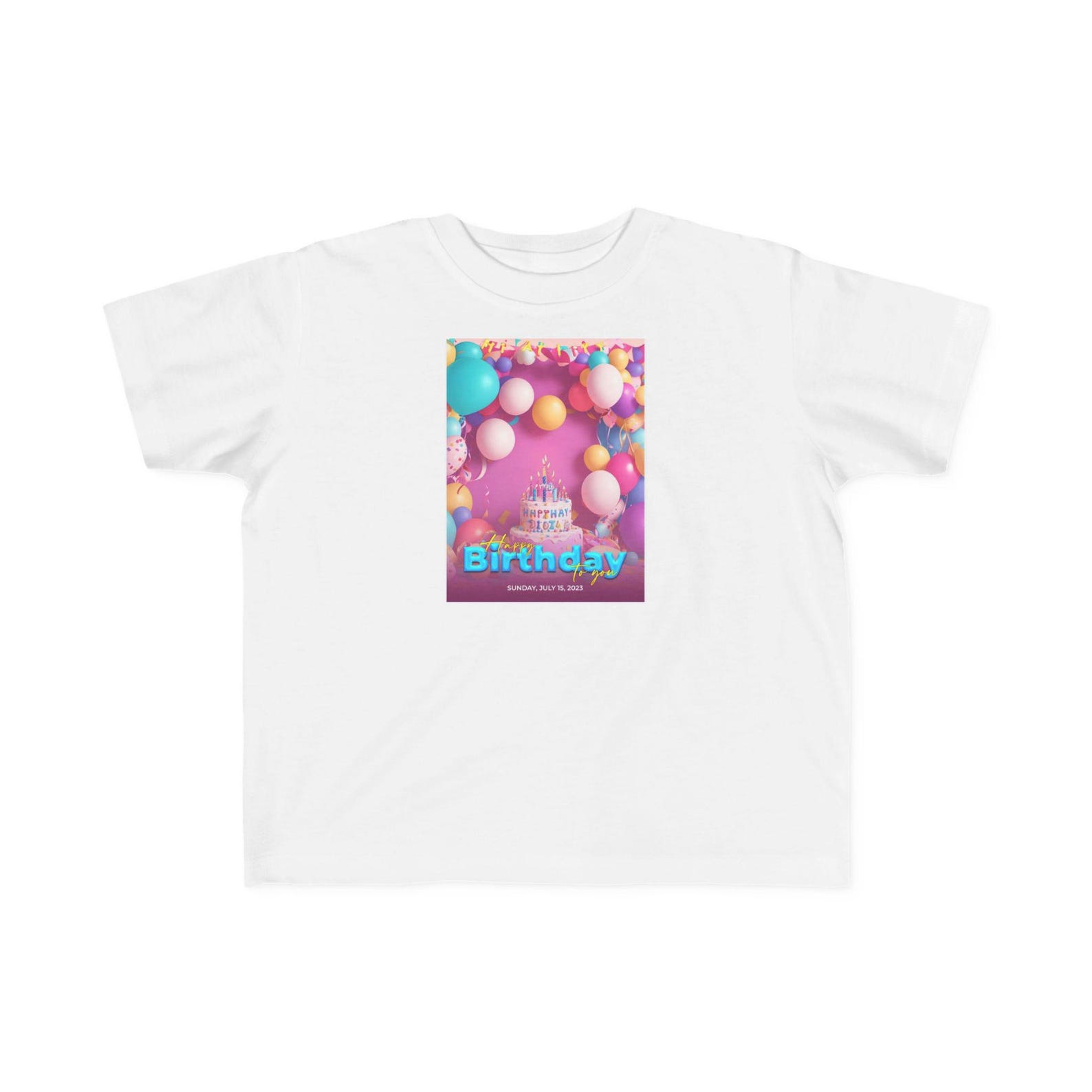 Birthday Balloons and Cake Toddler Tee | Pink Party Design 120