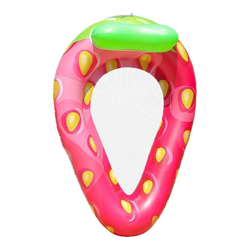 Inflatable Strawberry Pool Float Water Hammock Lounge Mesh Chair Bed for Adults Water Bed 1pc 135x85cm