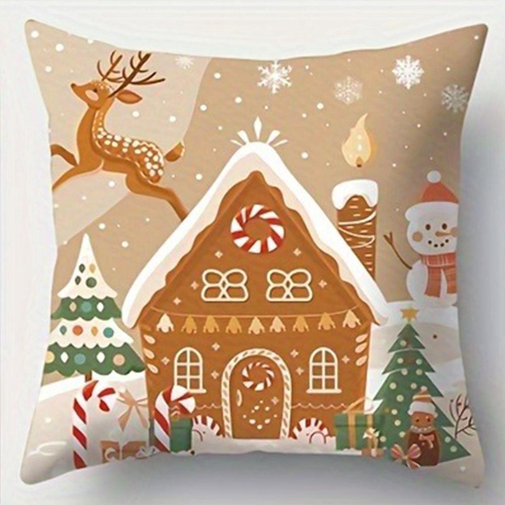 Christmas Gingerbread Hut Pillowcase Merry Christmas Decoration Sofa Cushion Suite Room Home Decoration New Year Gift