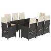 VidaXL Ensemble à Manger de Jardin avec Coussins 9 pcs, Table et Chaises avec Dossier Réglable, Meubles d'Extérieur Patio 3212201