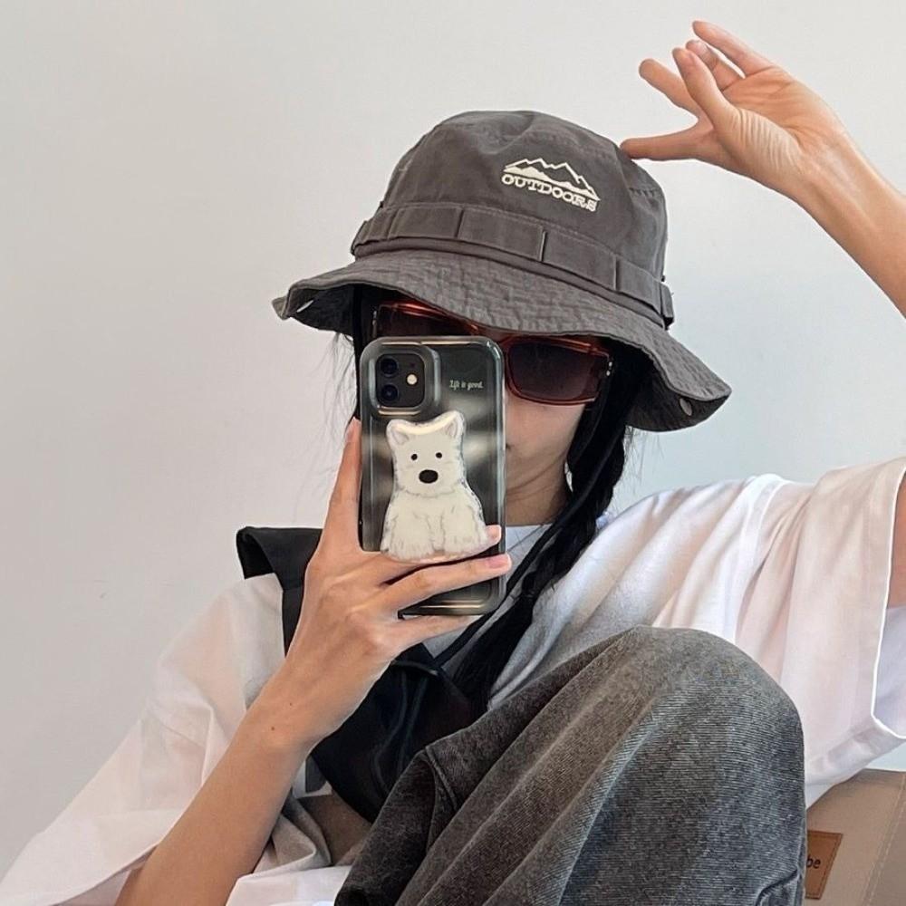 Mountain Range Embroidery Travel Hat Unisex Sunscreen Hats Fashion Fisherman Hat  Hiking