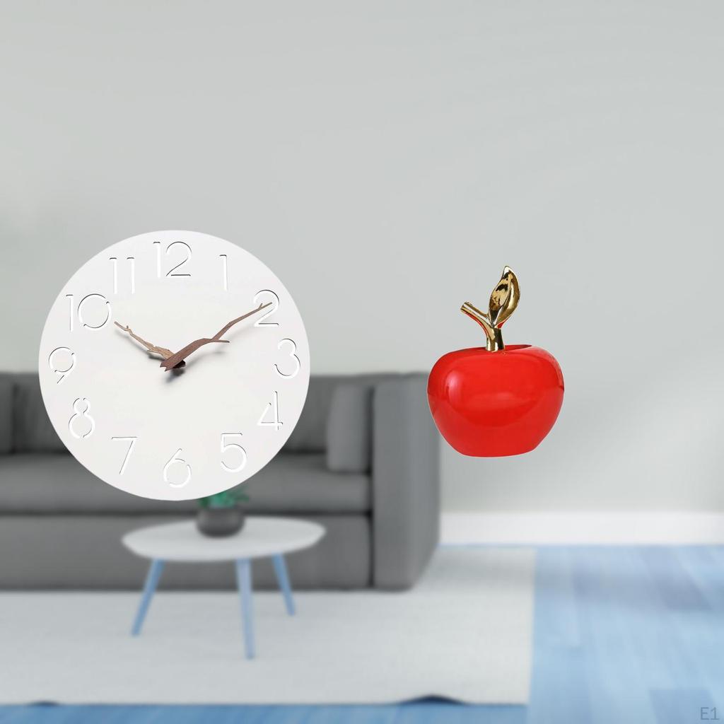 Silent Wall Clock Art for Home Kitchen Office Study Room with Decorative Statue Ornament Ceramic