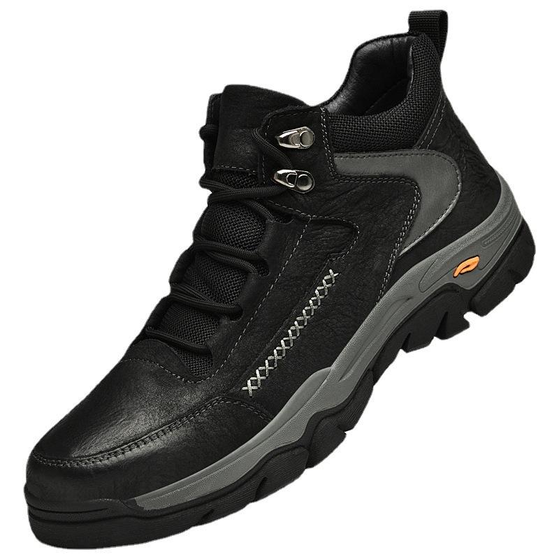 Medium tube hiking shoes rubber non-slip thick-soled casual labor insurance shoes with cotton warm winter snow shoes