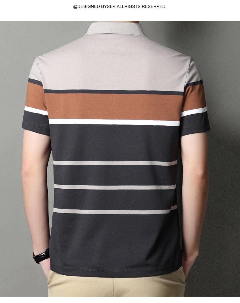 2023 Men's Striped Cotton Polo Shirt with Pony Embroidery