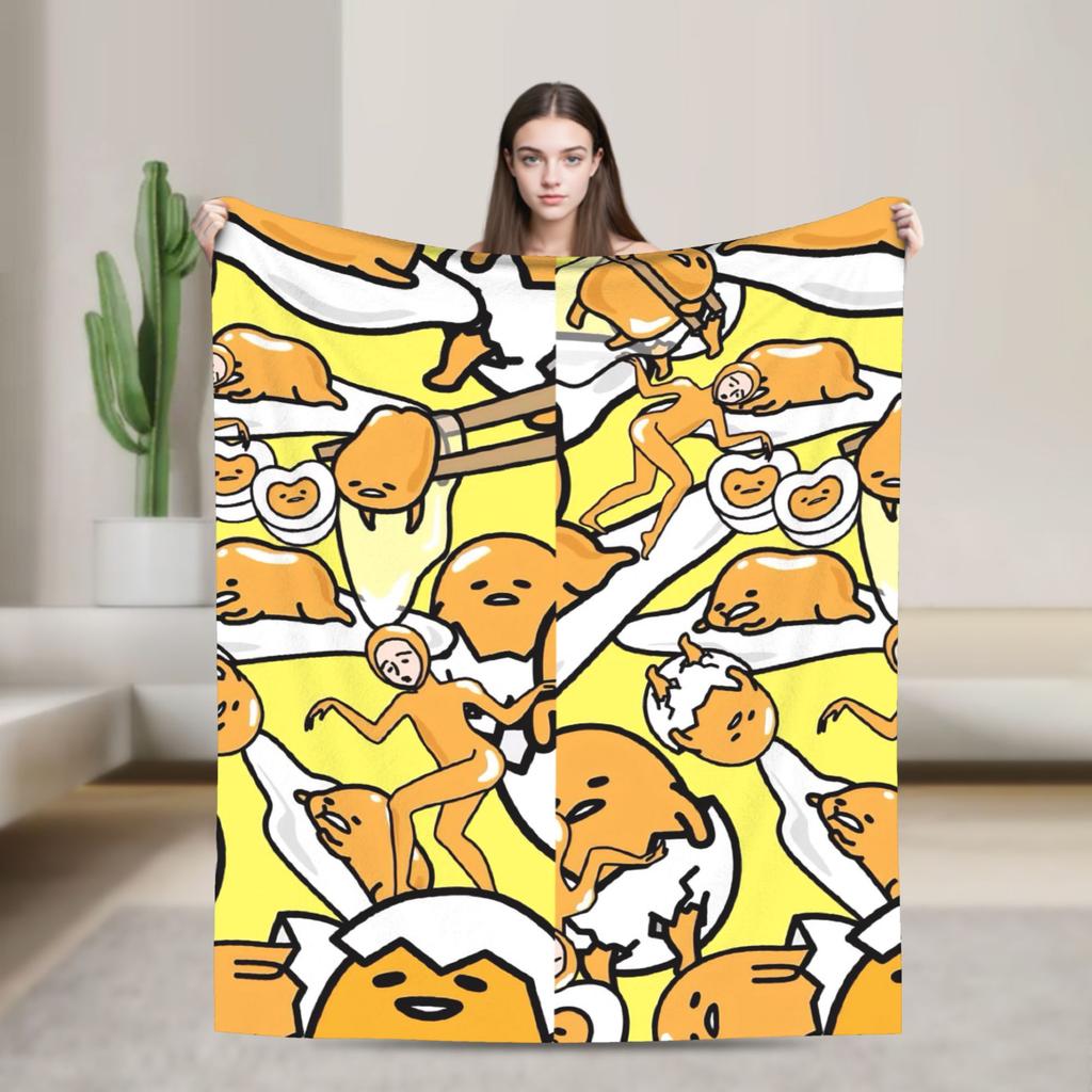 Gudetama Roztomilé Vajíčko Kreslenádeka Flanelová Ultra-Měkké Deky na Cestování Letadlem Ložnici Prošívanádeka