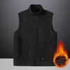 Men's Casual Fleece Solid Color Zipper Vest, Men's Stand-up Collar Zipper Pocket Fleece Vest Jacket