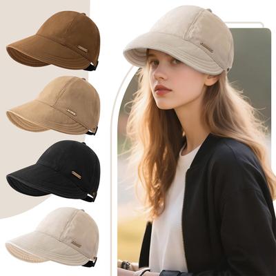 Summer, Spring, Baseball Sun Hat, Face Covering Sun Hat, UV Resistant Black Rubber Sun Hat, Versatile Fisherman Hat For Women.