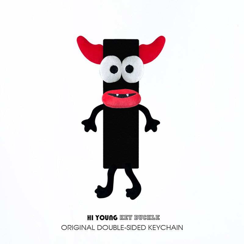 Little Devil with Tongue Out Hiyoung Car Seatbelt Shoulder Pad Original Cute Car Decoration Anti-Wear Single - Haha Little Devil - Black Shoulder Cover