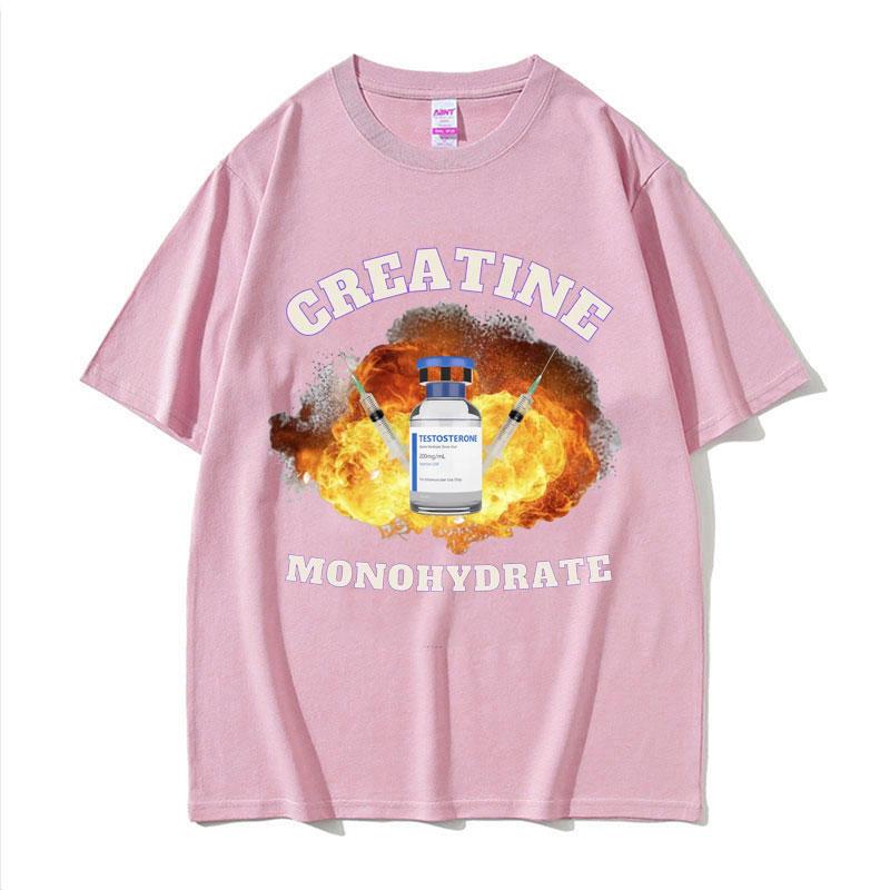 Funny Gym Pumpcover Creatine Monohydrate Meme T Shirt Men's Harajuku Gothic Clothes T-shirt Unisex 100% Cotton Short Sleeve Tees