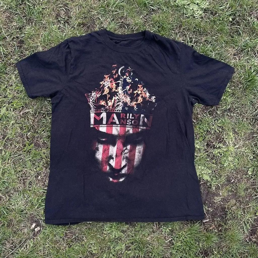 Gothic Rock Marilyn Manson Fan Tees Vintage Death Hype T-shirts Men Women Oversized Y2k 90s Pure Cotton Streetwear Clothing Tops