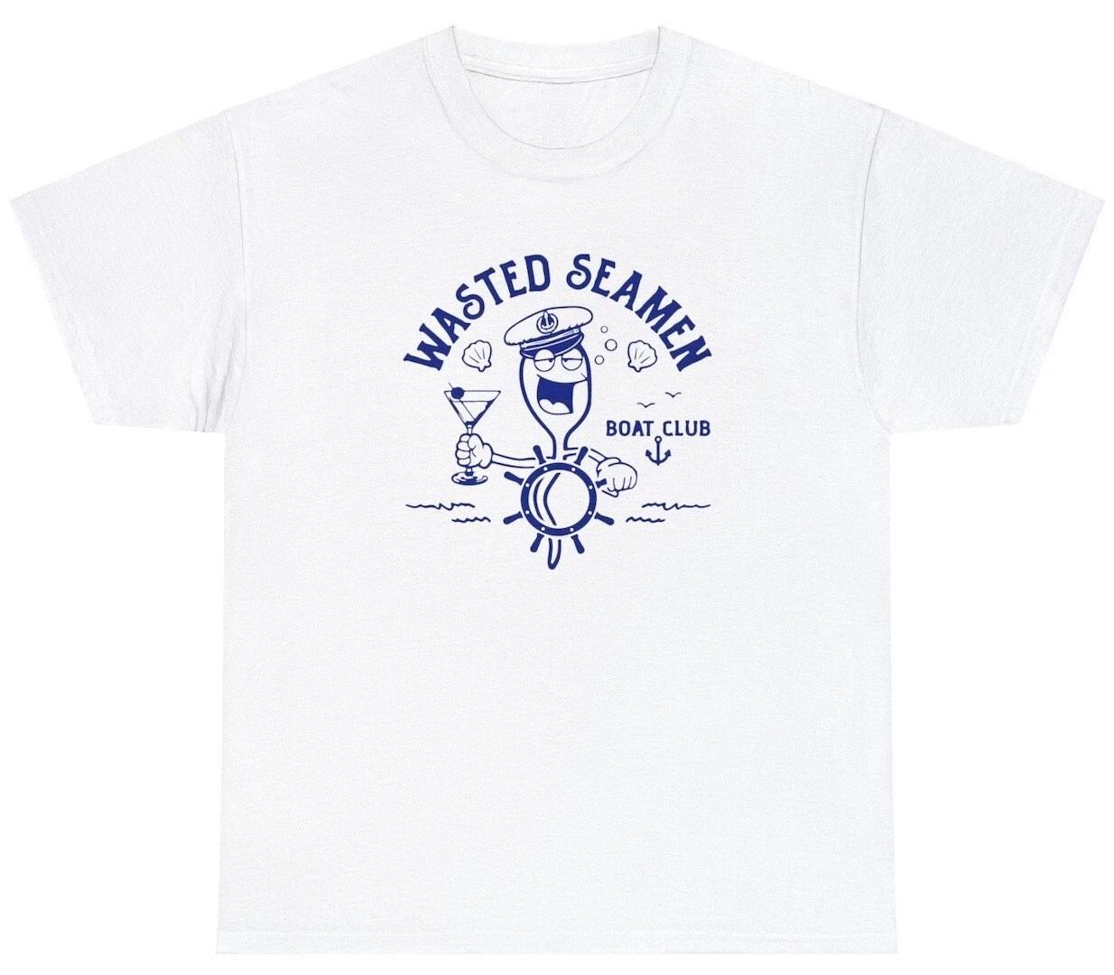 Wasted Seamen T Shirt Offensive Funny Fishing Boating Beer Master Baiter Tee L