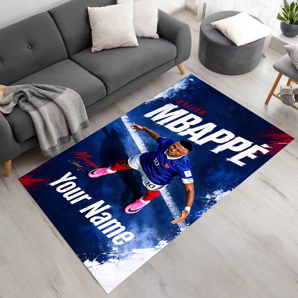 Mbappé Personalized Name Carpet Design for Game Room Balcony Playrooms Decorate Room Antislip Carpet Office Home Decor Wedding Party Gift