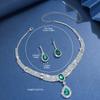 Source manufacturer cross-border exclusive temperament inlaid full diamond necklace earrings two-piece set new