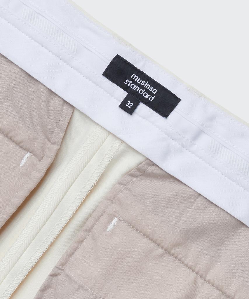 MUSINSA STANDARD Real Wide Hidden Banding Slacks [Cream]