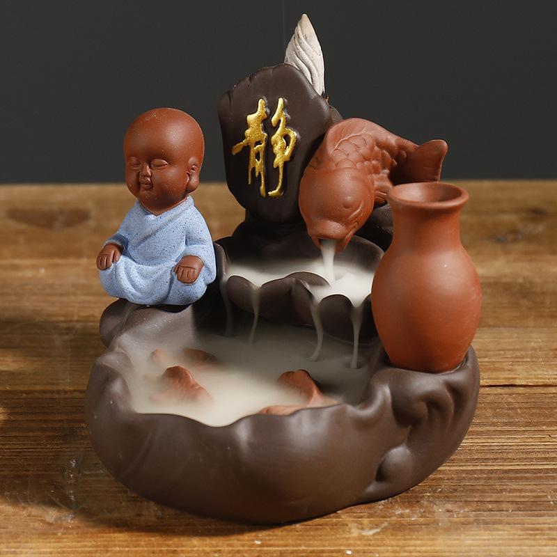 

Backflow Incense Burner Carp Smoke Waterfall Censer Ceramic Incense Stick Holder Gift Ornaments Creative Home Decor білий
