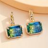 Blue Green Red Rainbow Zircon Stone Hoop Earrings For Women Vintage Female  Gold Color Wedding Jewelry
