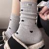 Women's Grey Mid-calf Socks, Wool Socks, Autumn and Winter Style, Pile Socks, Thick Socks, Wool Winter with Furry Shoes