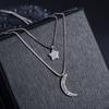 Star Moon Pendant Female Double Short Necklace Collarbone Chain Necklace Jewelry Romantic Valentine's Day Gifts for Girlfriends