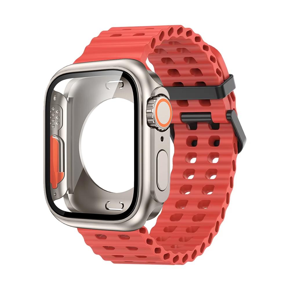 Ocean Silicone Strap+PC Case For Apple Watch Band  Series 11 10 46mm Metal Buckle Sports Bracelet Wristband iWatch 9 8 7 6 5 SE