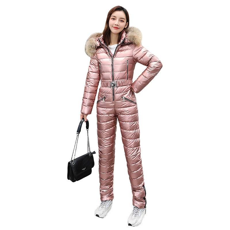 One-piece Ski Suit Women Thickening Snowboard Female Overalls Winter Windproof Waterproof Breathable Clothing Skiing Suit 2026