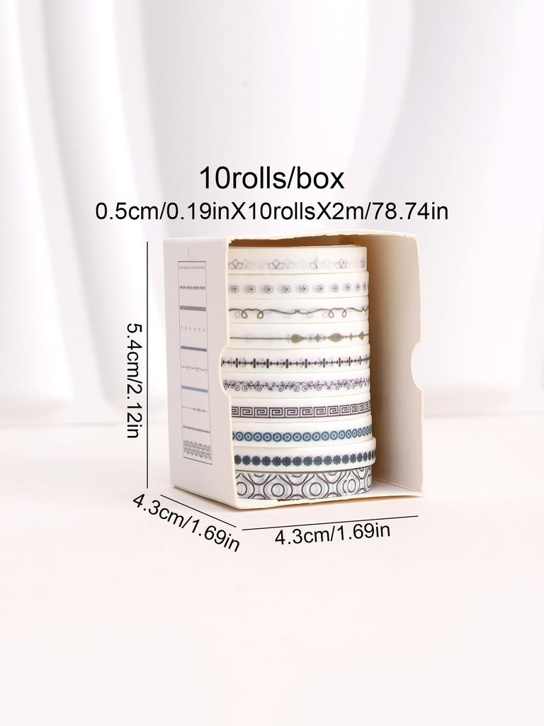 10rolls/box Split Line Washi Tape Decoration Washi Masking Tape Gift For Artists & Crafte Scrapbooking Stationary Supplies