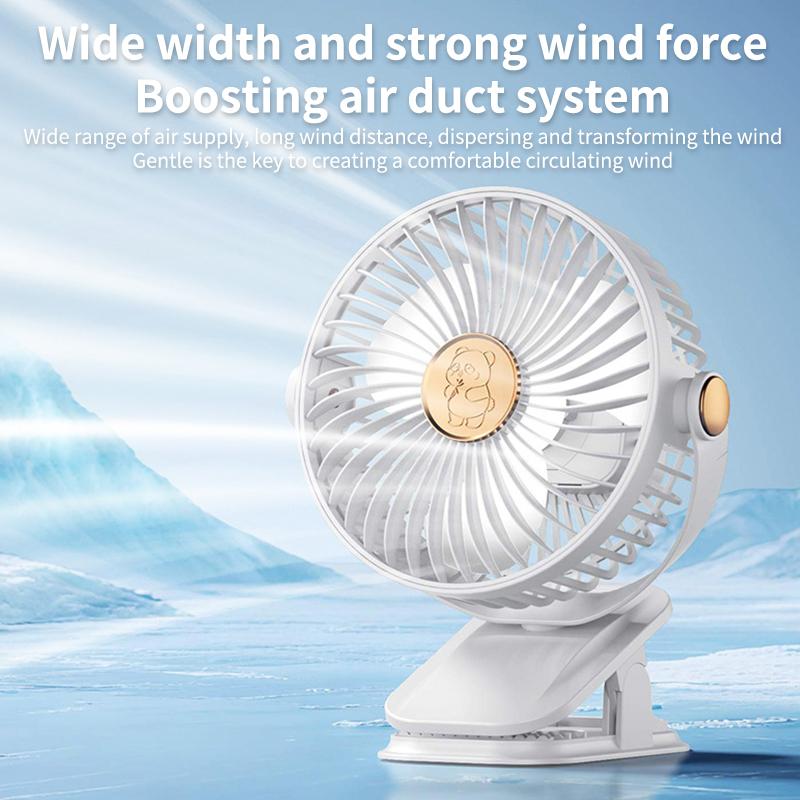 Clip-on Camping Fan 3 Speed Rechargeable Battery Operated Air Circulator Desktop Portable for Tent Office Dorm and Home