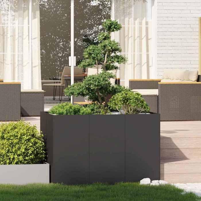 VidaXL Planter Black 120x80x80 Cm Steel, Flower Pot, Plant Stand, Raised Bed, Planter Stand, Container 860787