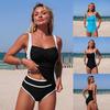 Neuer Badeanzug Hüftbedeckend Damen Zweiteiler Badeanzug Farbkombination Sport Tankini auf Lager