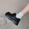 Scarpe singole stringate con plateau in morbida pelle, novità primavera e autunno, testa larga, stile britannico, scarpe piccole in pelle
