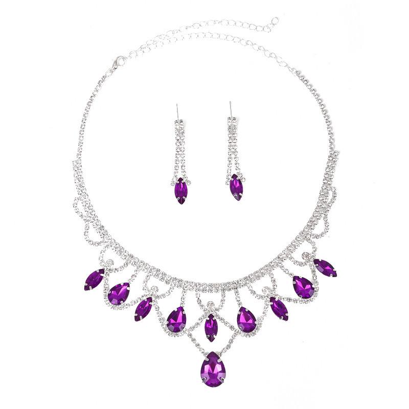 Exquisite Full Diamond Bridal Necklace & Earrings Set - High-Grade Wedding Accessories