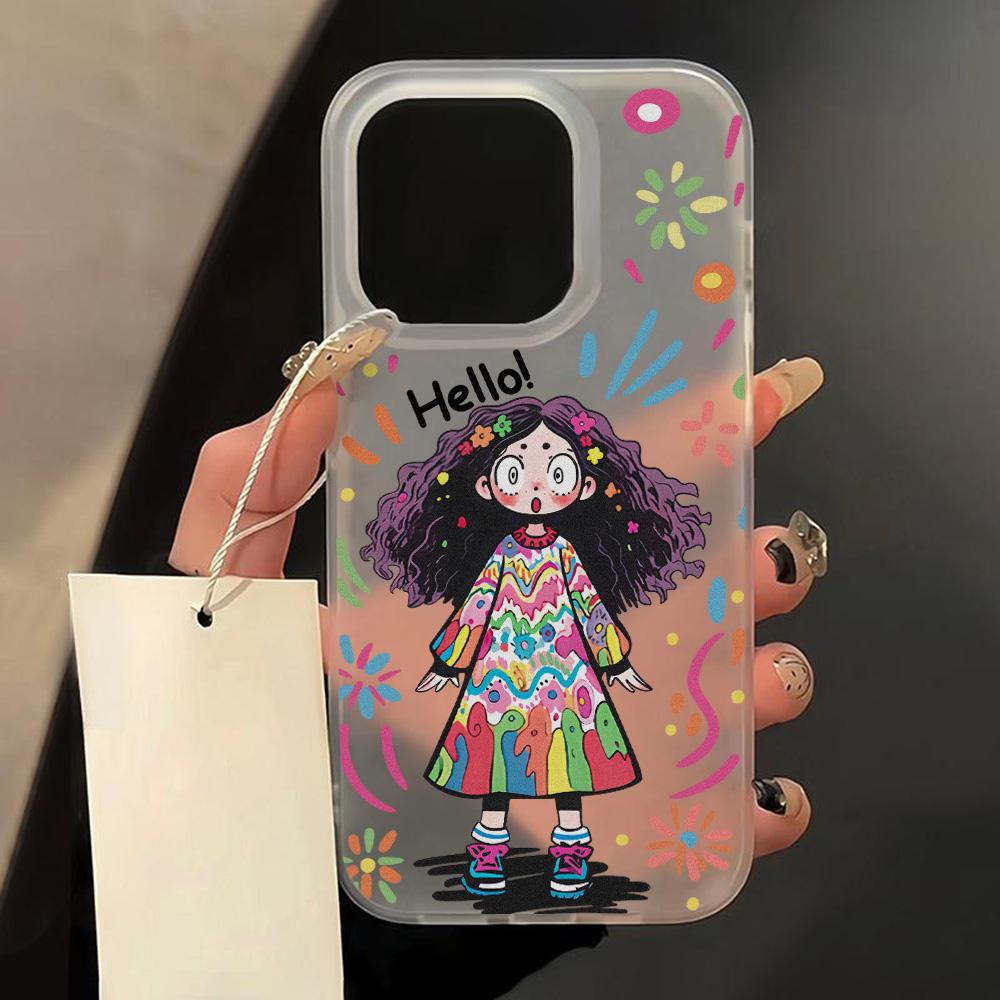 Mobile Phone Cases for iPhone 11 13 15 Pro Max 12 14 Pro Max Case iPhone 16 15 Plus 13 Pro 12 Mini 13 Mini Frosted Texture Painted Cartoon Flowers