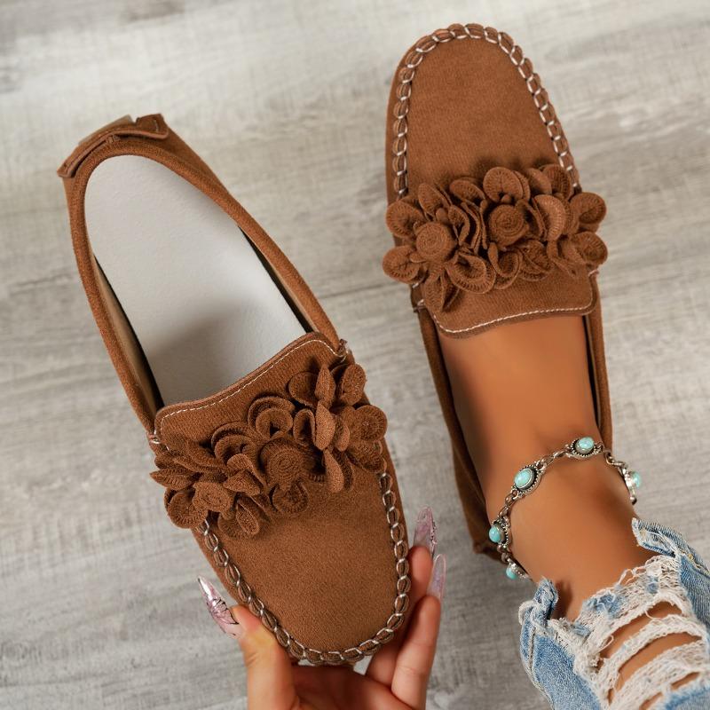 Fashion 2024 New Fashionable Versatile Women's Flat Shoes Comfortable Shallow Slip-ons Flower Decoration Spring and Autumn Zapatos