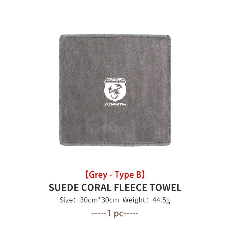 For Abarth Microfiber Towel Car Drying Towel Auto Plush Wash Towel Car Cleaning FR FIAT 500 Doblo Tipo Panda Ducato Punto Stilo