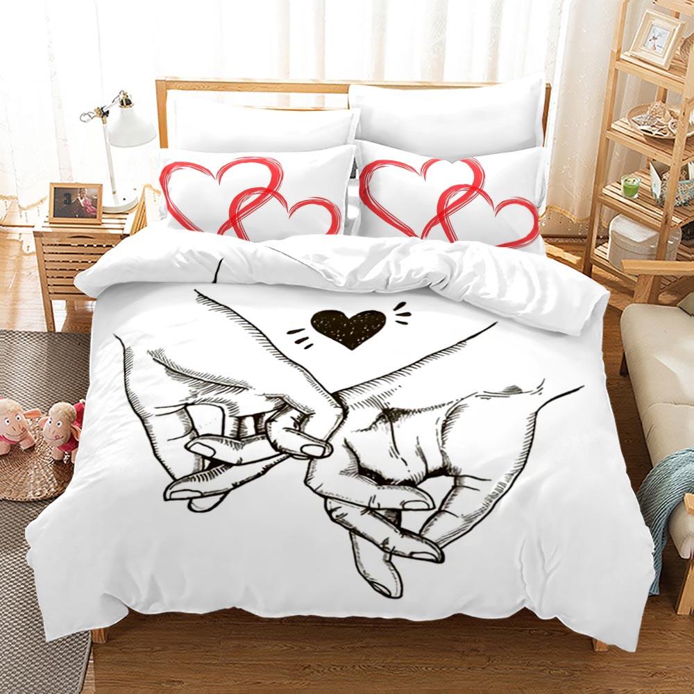 Couple Theme Duvet Cover Set Valentine's Day Present For Couple Wife Polyester Bedding Set King Queen Full Size Comforter Cover