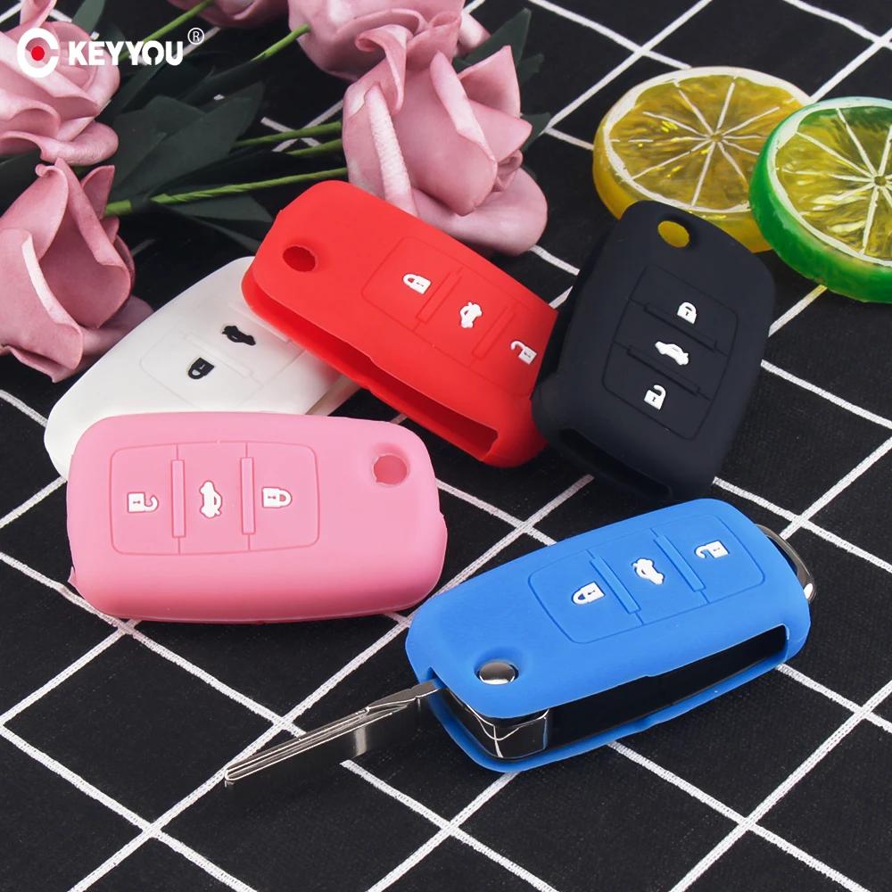 blsh7 KEYYOU Silicone Car Key Cover Case For VW Golf 4 5 6 Bora Jetta Polo Beet Passat For Skoda Octavia A5 Fabia For Seat Ibiza Leon