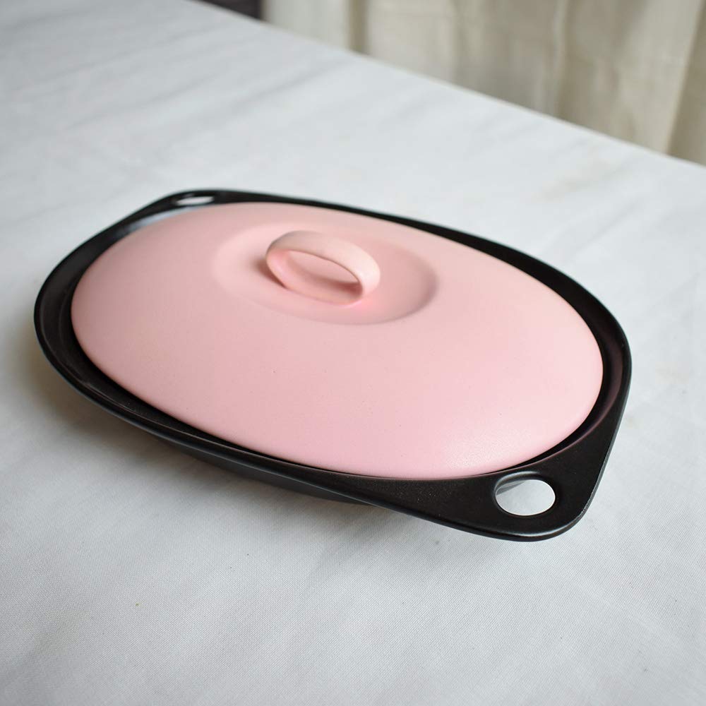[KaKa Department Store] Microwave Heating Plate with Lid, Pink, Made in Japan, 01-03