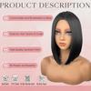 Women Bob Straight Hair Wig with Middle Part No Bangs Made of Heat-Resistant Synthetic Fiber Suitable for Daily Wear and Parties