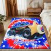 1PC Custom Name American Flag Monster Truck Theme Floor Mat Ideal for Living Room, Game Rooms, Office, Bedroom Floor Mat Playful Design