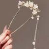 Fashion Metal Pearl Flower Tassel Hair Stick for Women Chinese Style U-shaped Hanfu Hairpin Headwear Jewelry Hair Accessories