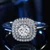 Ring Micro-Inlaid Zircon Silver Ring Women'S Electroplated Platinum Luxury Imitation Diamond Ring