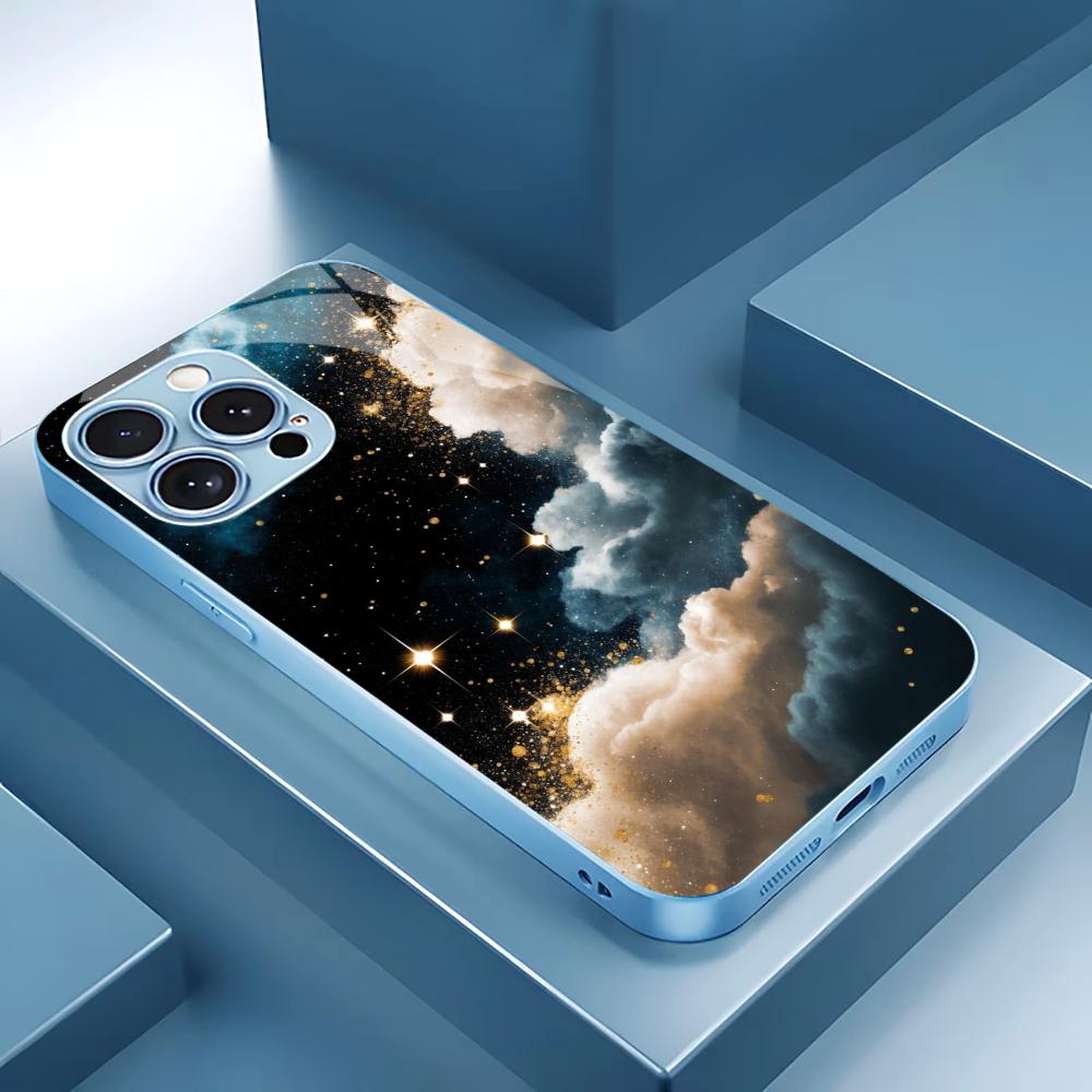 

Electroplated Silver Tempered Glass Phone Case for iPhone Case for 11/12/13/14/15/16/17 Pro MAX iPhone 17