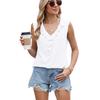 Chiffon Sleeveless V-neck Top with Pleated Ruffle Hem Loose Fitting Women's Blouses & Shirts