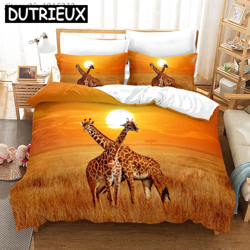 David'S Zestaw pościeli z nadrukiem 3D Jeleń Żyrafa Poszewki na kołdrę Poszewki na poduszki Kołdra Zestaw pościeli Pościel Pościel 02