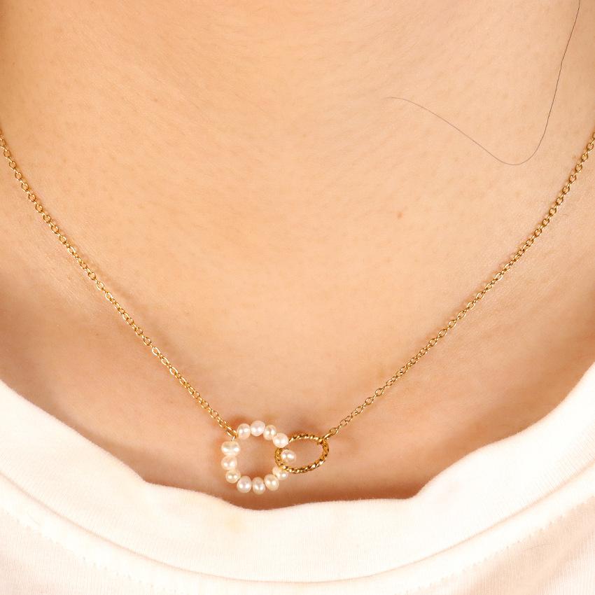 

Жемчужное колье-чокер с двойным кольцом, французское, с маленьким свежим темпераментом, женская цепочка на ключицу 18K золотой