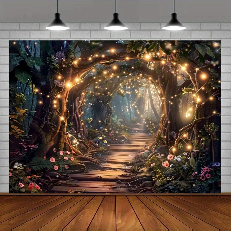 Magic Forest Scene Background Banner, no need for electricity, suitable for parties, weddings, and photography events