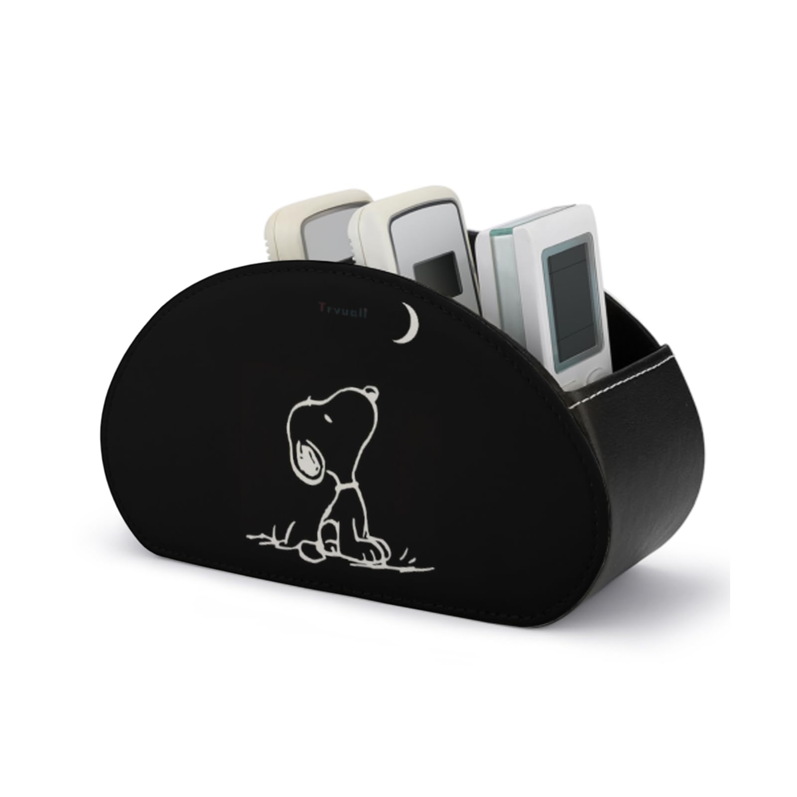 

Snoopy Remote Control Rack, PU Leather Desktop Storage Case, 5 Compartments, Multifunctional Table Remote Control Holder, Glasses Stand, Small Item Or