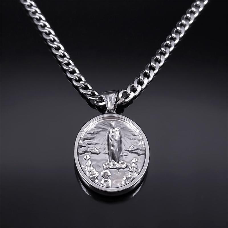 Exquisites Jungfrau Maria Halskette Herren 316 Edelstahl Silber Farbe Unsere Liebe Frau von Guadalupe Halsketten Schmuck virgen de guadalupe