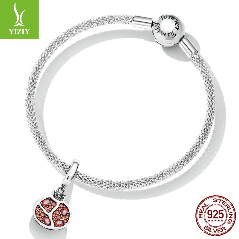 Exquise Granaatappel DIY Armband Hanger met Pavé Zirkoon en 925 Zilveren Kralen