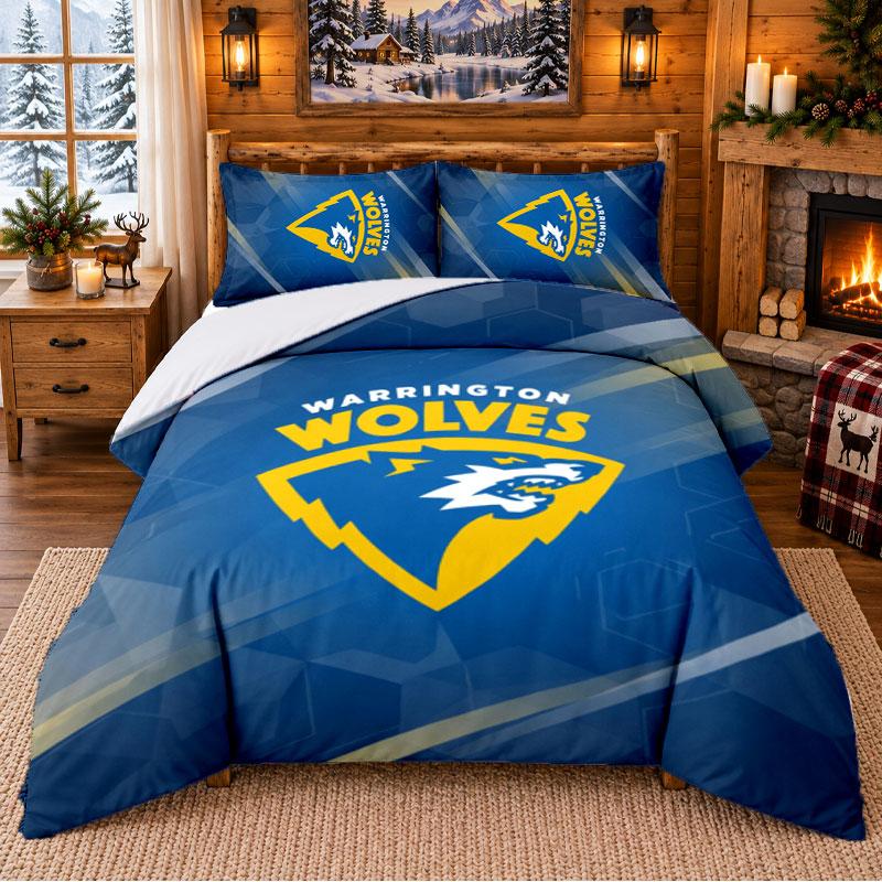 Printed 3Pcs Bedding Set Warrington Wolves Pattern Bed Sheet Pillowcase For Bedroom Decor